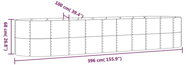 VidaXL Ζαρντινιέρα Ασημί 396x100x68 εκ. Ατσάλι με Ηλεκτρ. Βαφή Πούδρας