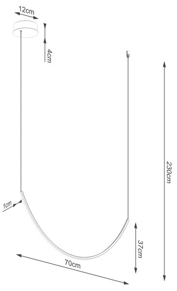 Πολυέλαιος LED Alvar 1, Μαύρος, 3000K, 70x12x230 cm