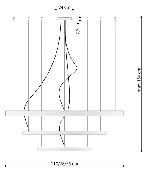 Πολυέλαιος LED Rio 55x78x110, Χρυσός, 4000K, 110x110x150 cm