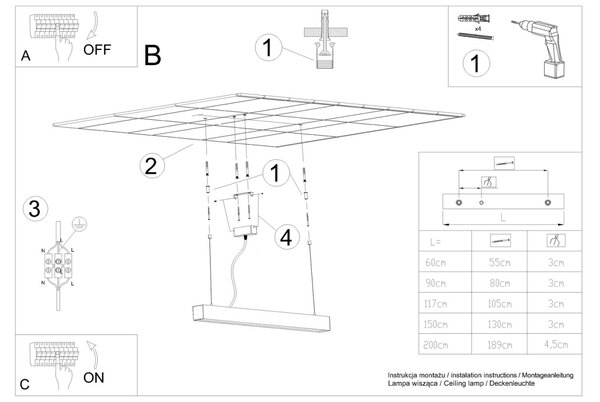 Πλαφονιέρα LED Pinne, Λευκή, 3000K, 118x6x6 cm