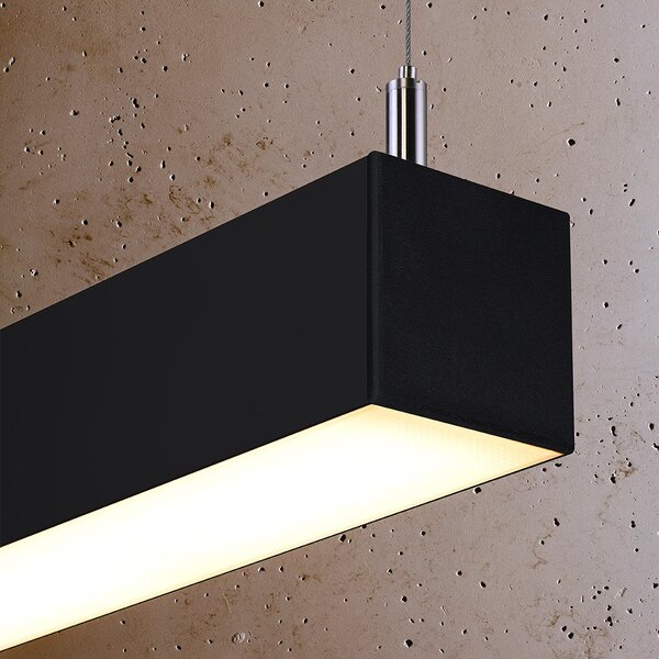 Κρεμαστό φωτιστικό LED Pinne, Μαύρο, 3000K, 90x6x150 cm