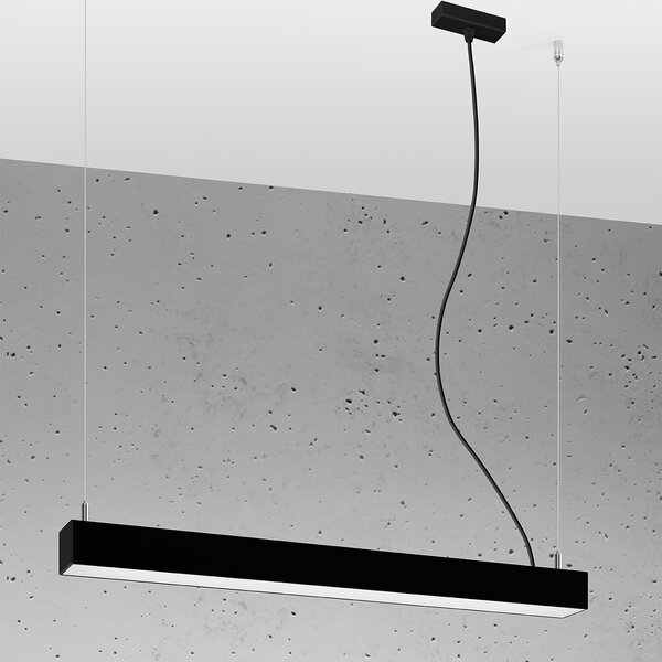 Κρεμαστό φωτιστικό LED Pinne, Μαύρο, 3000K, 67x6x150 cm
