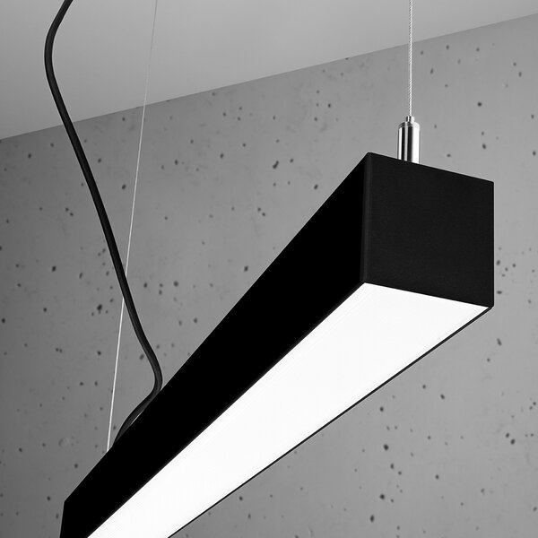 Κρεμαστό φωτιστικό LED Pinne, Μαύρο, 3000K, 90x6x150 cm