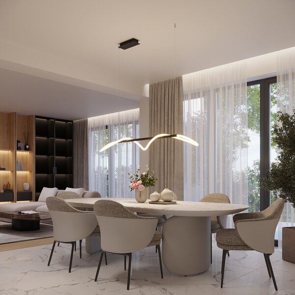Κρεμαστό φωτιστικό LED Galakse, Μαύρο, 2700-6500K, 148x58x160 cm