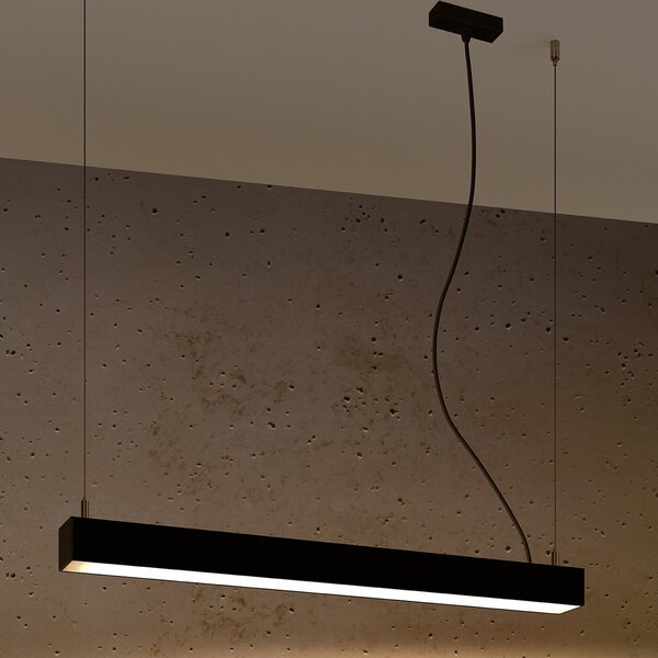 Κρεμαστό φωτιστικό LED Pinne, Μαύρο, 3000K, 67x6x150 cm