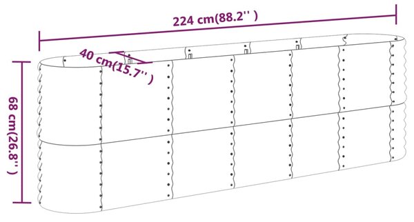 VidaXL Ζαρντινιέρα Ασημί 224x40x68 εκ. Ατσάλι με Ηλεκτρ. Βαφή Πούδρας