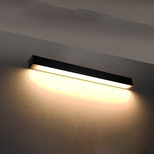 Φωτιστικό τοίχου LED Pinne, Μαύρο, 3000K, 67x6x6 cm