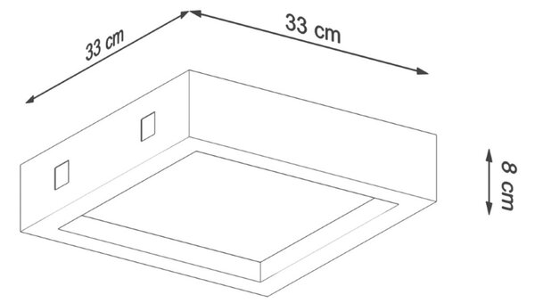 Πλαφονιέρα LED Riza, Γκρι, 3000K, 33x33x8 cm