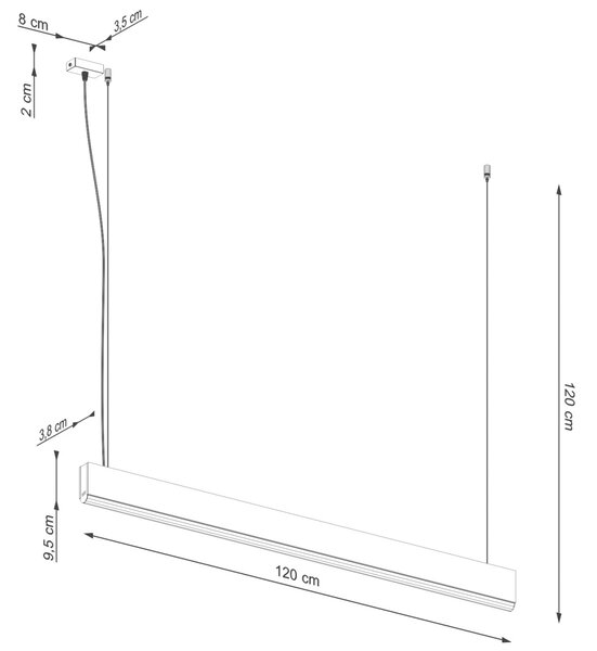 Κρεμαστό φωτιστικό LED Lykke, Δρυς, 4000K, 120x3.5x150 cm