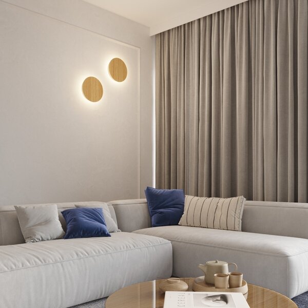 Φωτιστικό τοίχου LED Borgen, Δρυς, 3000K, 30x30x3.5 cm