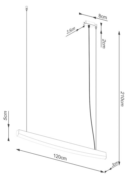 Κρεμαστό φωτιστικό LED Jorun 120, Χρυσό, 4000K, 120x3x210 cm