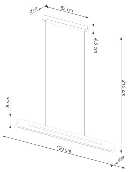 Κρεμαστό φωτιστικό LED Skog, Δρυς, 3000K, 120x5.5x210 cm