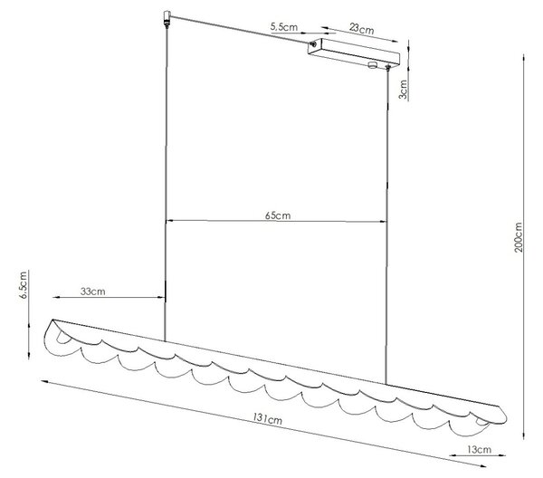 Κρεμαστό φωτιστικό LED Biscuit, Λευκό, 4000K, 131x13x200 cm