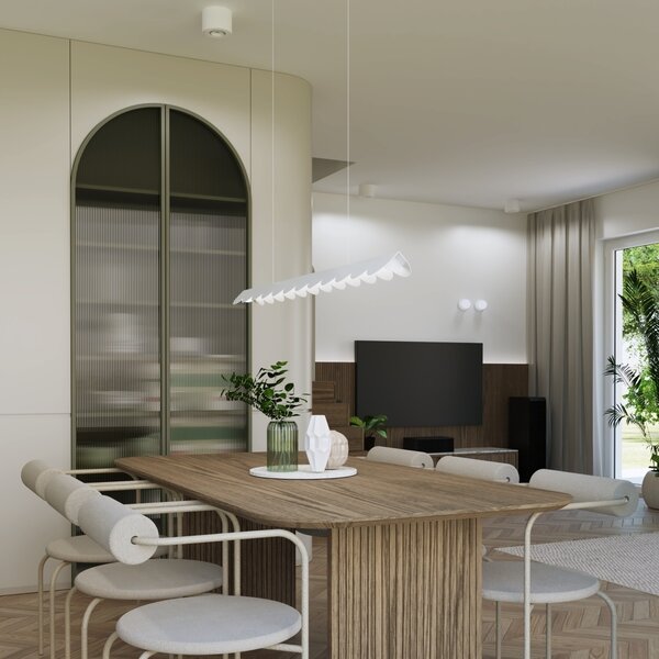 Κρεμαστό φωτιστικό LED Biscuit, Λευκό, 4000K, 131x13x200 cm