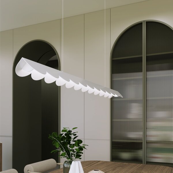 Κρεμαστό φωτιστικό LED Biscuit, Λευκό, 4000K, 131x13x200 cm