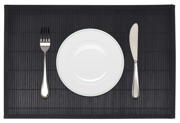 242109 6 Bamboo Placemats 30 x 45 cm Black