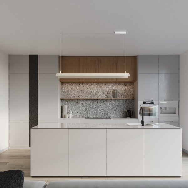 Κρεμαστό φωτιστικό LED Elva, Λευκό, 4000K, 150x27.5x200 cm