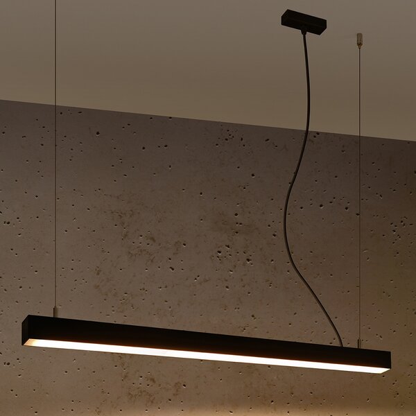 Κρεμαστό φωτιστικό LED Pinne, Μαύρο, 3000K, 90x6x150 cm