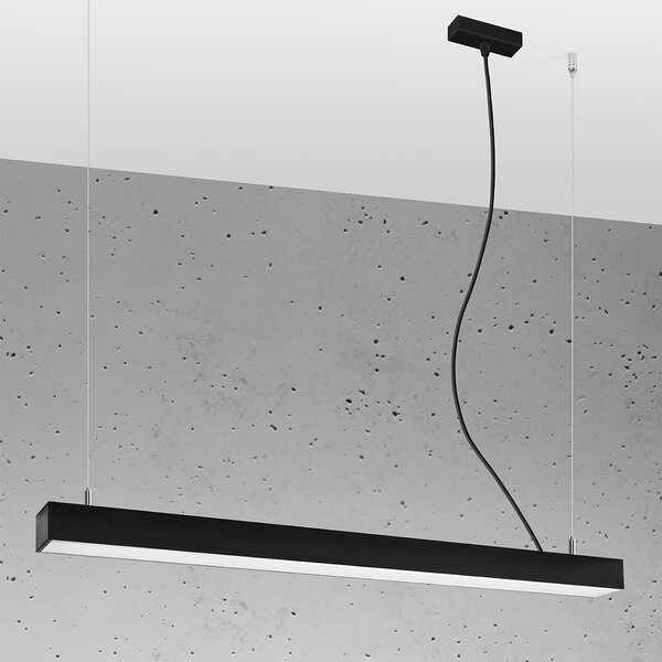 Κρεμαστό φωτιστικό LED Pinne, Μαύρο, 3000K, 90x6x150 cm