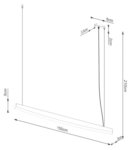 Κρεμαστό φωτιστικό LED Jorun 150, Λευκό, 3000K, 150x3x210 cm