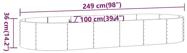 VidaXL Ζαρντινιέρα Γκρι 249x100x36 εκ. Ατσάλι με Ηλεκτρ. Βαφή Πούδρας