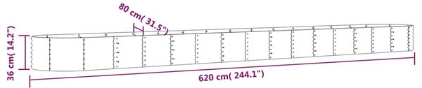 VidaXL Ζαρντινιέρα Γκρι 620x80x36 εκ. Ατσάλι με Ηλεκτρ. Βαφή Πούδρας