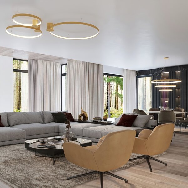 Πλαφονιέρα LED Rio, Χρυσή, 4000K, 55x62x12.5 cm