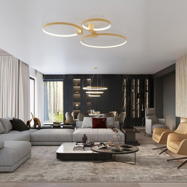 Πλαφονιέρα LED Rio, Χρυσή, 4000K, 55x62x12.5 cm