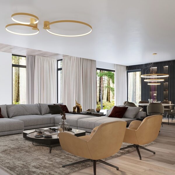 Πλαφονιέρα LED Rio, Χρυσή, 3000K, 55x62x12.5 cm