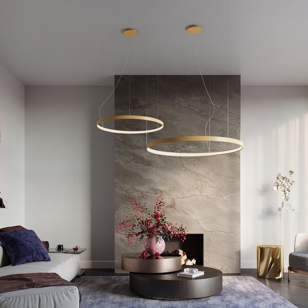Πολυέλαιος LED Rio, Χρυσός, 4000K, 55x55x150 cm