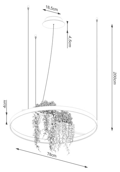 Πολυέλαιος LED Rio Bio 78, Μαύρος, 4000K, 78x78x200 cm