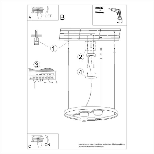 Πολυέλαιος LED Rio Bio 110, Μαύρος, 4000K, 110x110x200 cm