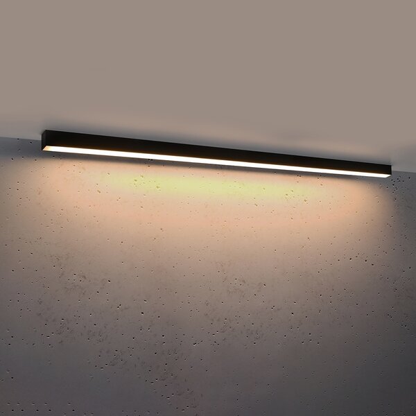 Πλαφονιέρα LED Pinne, Μαύρη, 3000K, 150x6x6 cm