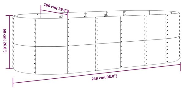 VidaXL Ζαρντινιέρα Ασημί 249x100x68 εκ. Ατσάλι με Ηλεκτρ. Βαφή Πούδρας