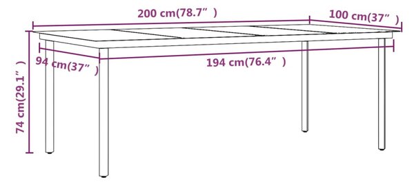 VidaXL Σετ Τραπεζαρίας Κήπου 7 Τεμαχίων Μαύρο με Μαξιλάρια