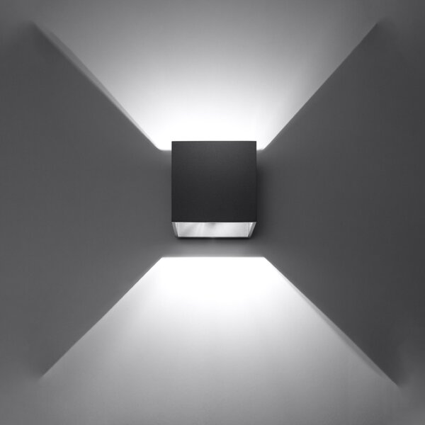 Φωτιστικό τοίχου Quad, Μαύρο, 10x12x10 cm
