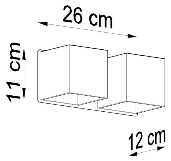 Φωτιστικό τοίχου Quad, Μαύρο, 26x12x11 cm
