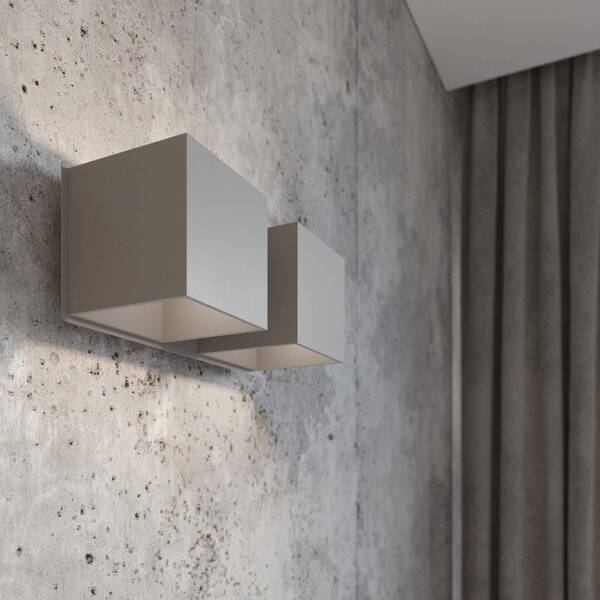 Φωτιστικό τοίχου Quad, Γκρι, 26x12x11 cm