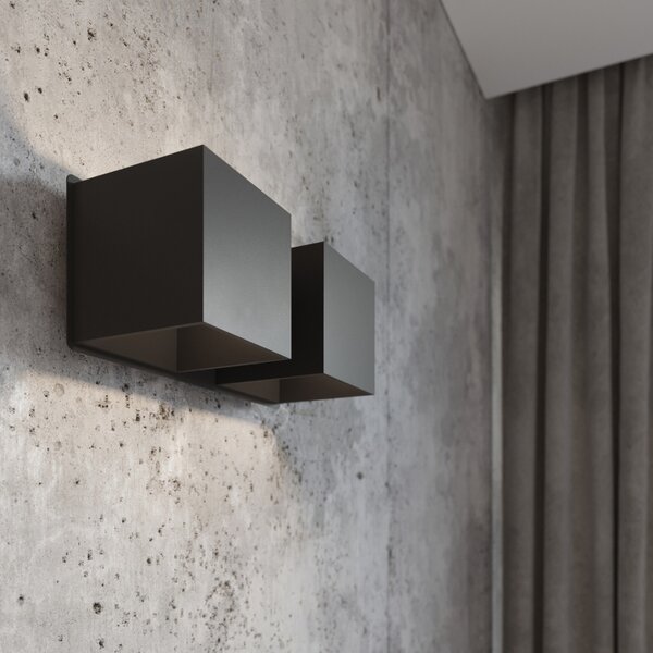 Φωτιστικό τοίχου Quad, Μαύρο, 26x12x11 cm