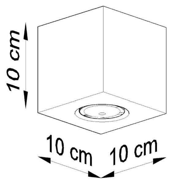 Πλαφονιέρα Quad από σκυρόδεμα, Γκρι, 10x10x10 cm