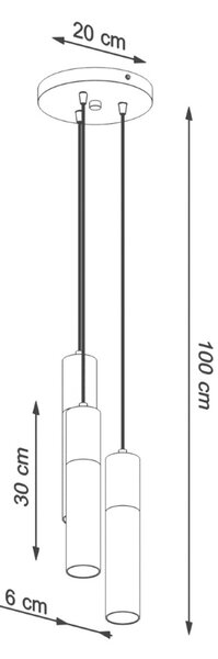 Κρεμαστό φωτιστικό GU10 Pablo V1 6x30, Φυσικό, 20x20x100 cm