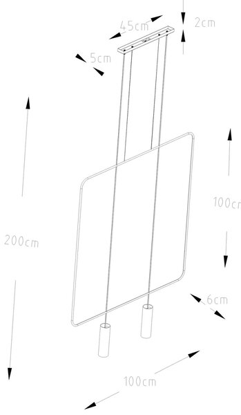 Κρεμαστό φωτιστικό Rana, Μαύρο, 100x6x200 cm