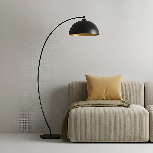 Lindby Φωτιστικό τόξου Jonera, μαύρο, μέταλλο, E27, ύψος 185cm, Μαύρο, Σαλόνι / τραπεζαρία, Μέταλλο, Νεανική διαβίωση