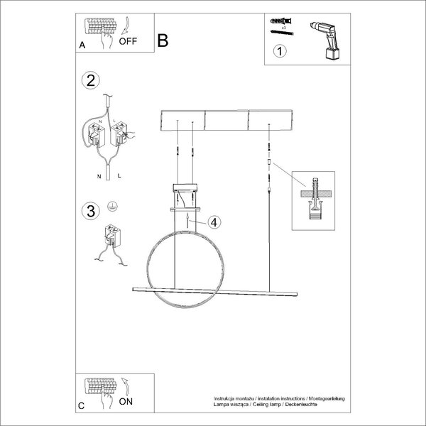 Κρεμαστό φωτιστικό LED Glad, Λευκό, 3000K, 120x20x212 cm