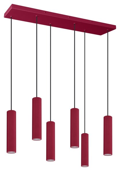 Κρεμαστό φωτιστικό LED Ivar 6L, Μπορντό, 3000K, 80x20x200 cm