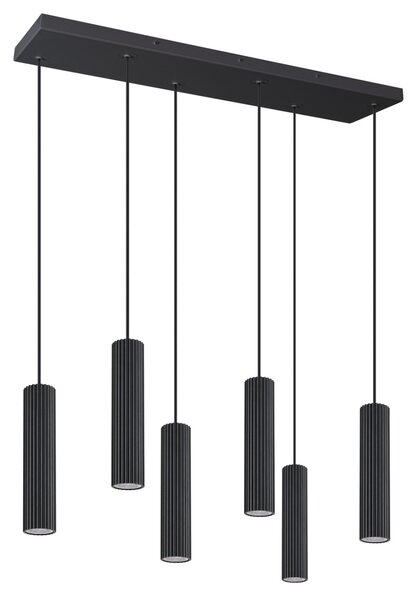 Κρεμαστό φωτιστικό LED Ivar 6L, Μαύρο, 4000K, 80x20x200 cm