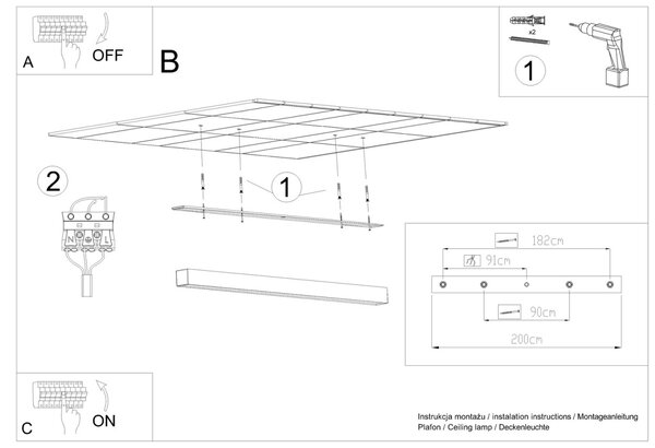 Πλαφονιέρα LED Pinne, Λευκή, 4000K, 200x6x6 cm