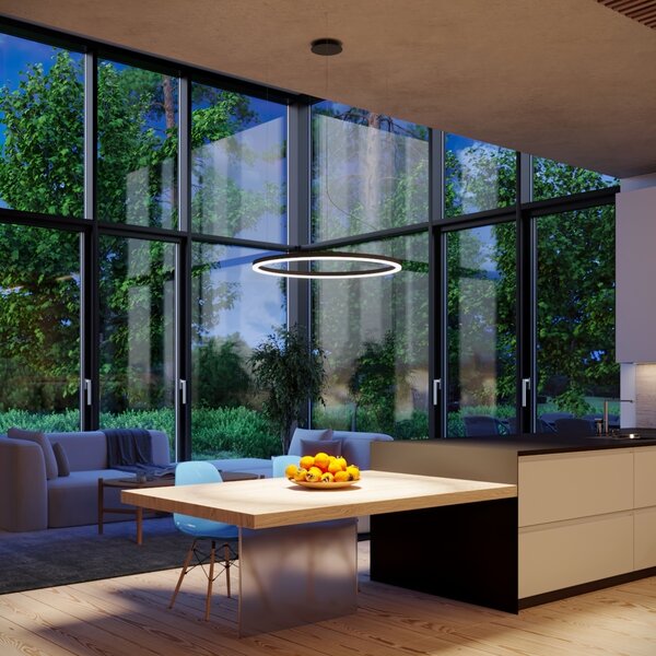 Πολυέλαιος LED Oda, Μαύρος, 3000K, 80x80x120 cm