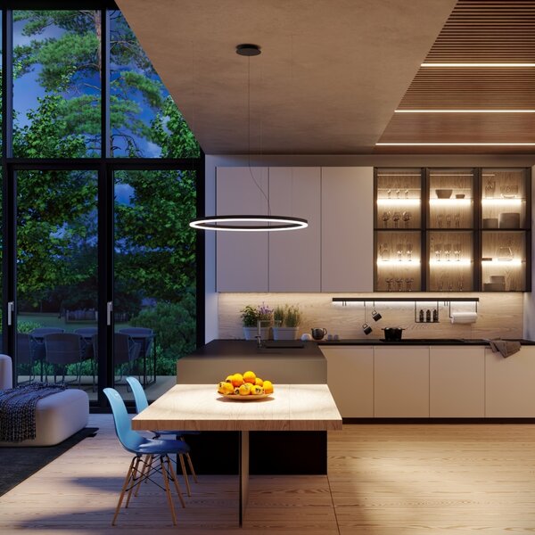 Πολυέλαιος LED Oda, Μαύρος, 3000K, 80x80x120 cm