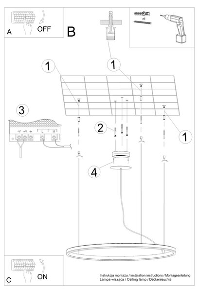 Πολυέλαιος LED Oda, Μαύρος, 3000K, 80x80x120 cm